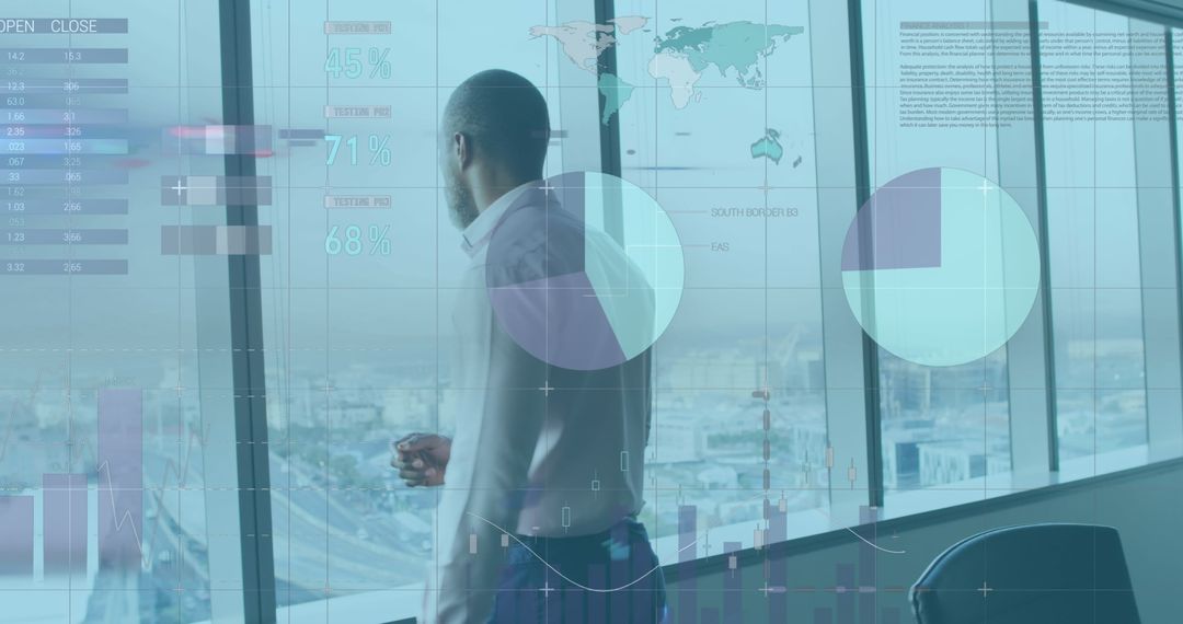 Businessman Analyzing Digital Financial Graphics