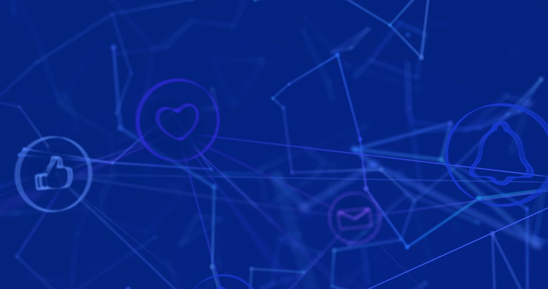 Futuristic Digital Networking with Social Icons on Blue