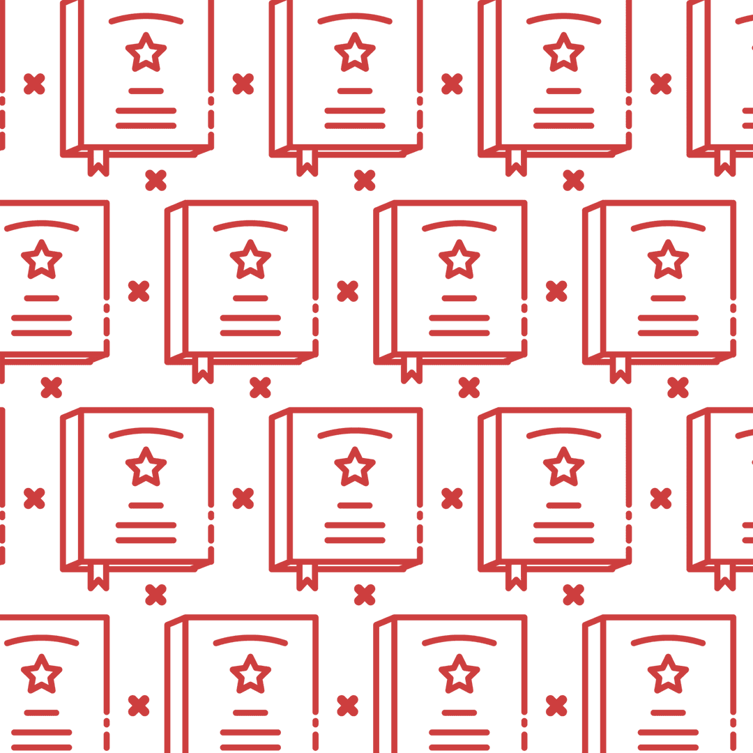 Seamless Pattern of Red Star Books on Transparent Background