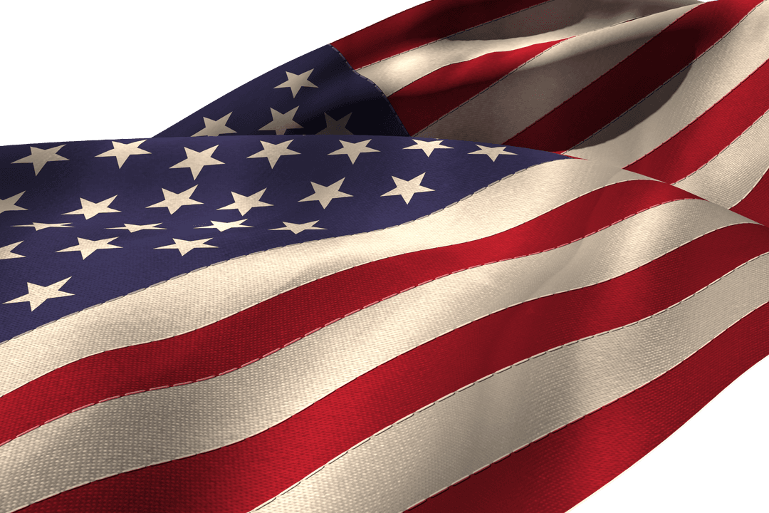 Waving United States Flag with Transparent Background