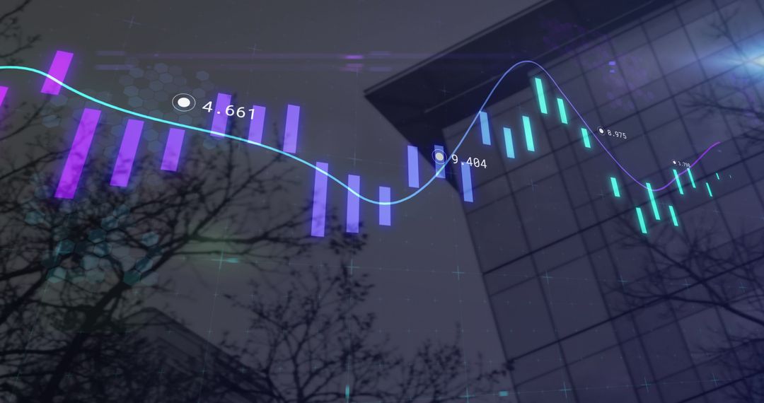 Digital Interface Displaying Statistics Over Cityscape