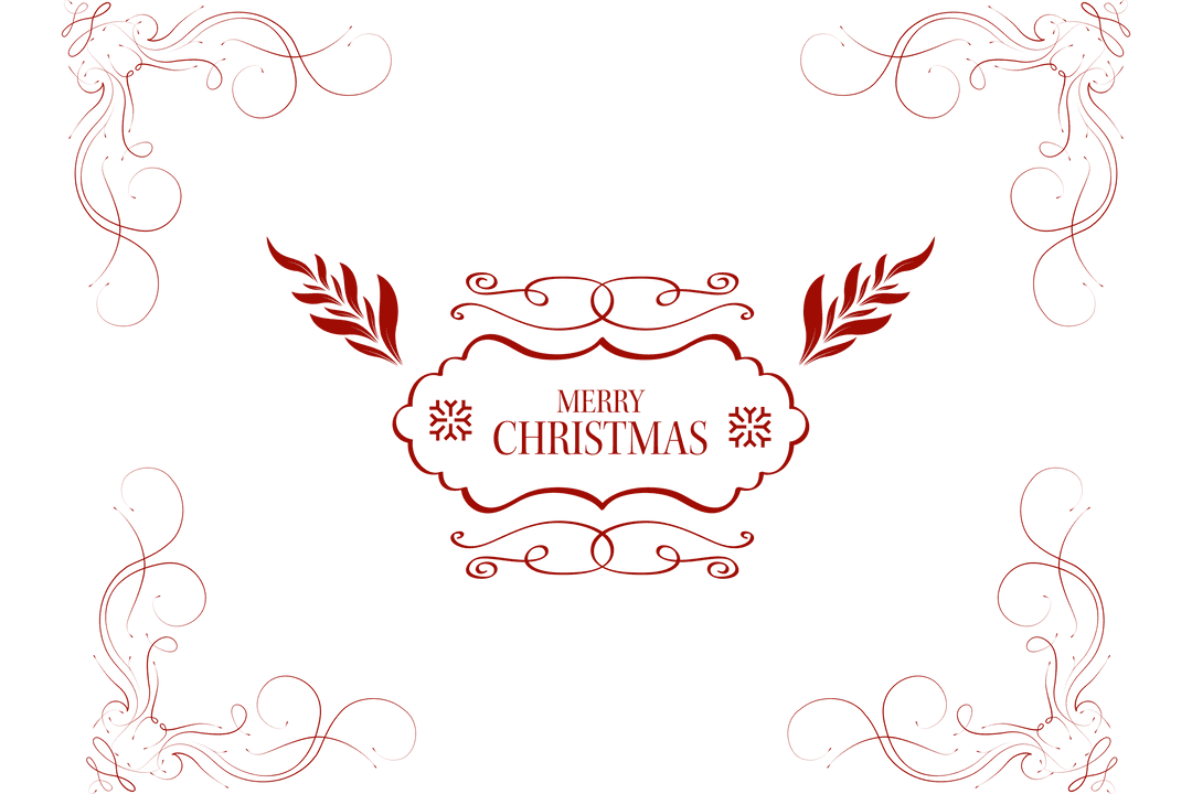 Elegant Christmas Red Ornament on Transparent Background for Holiday Design