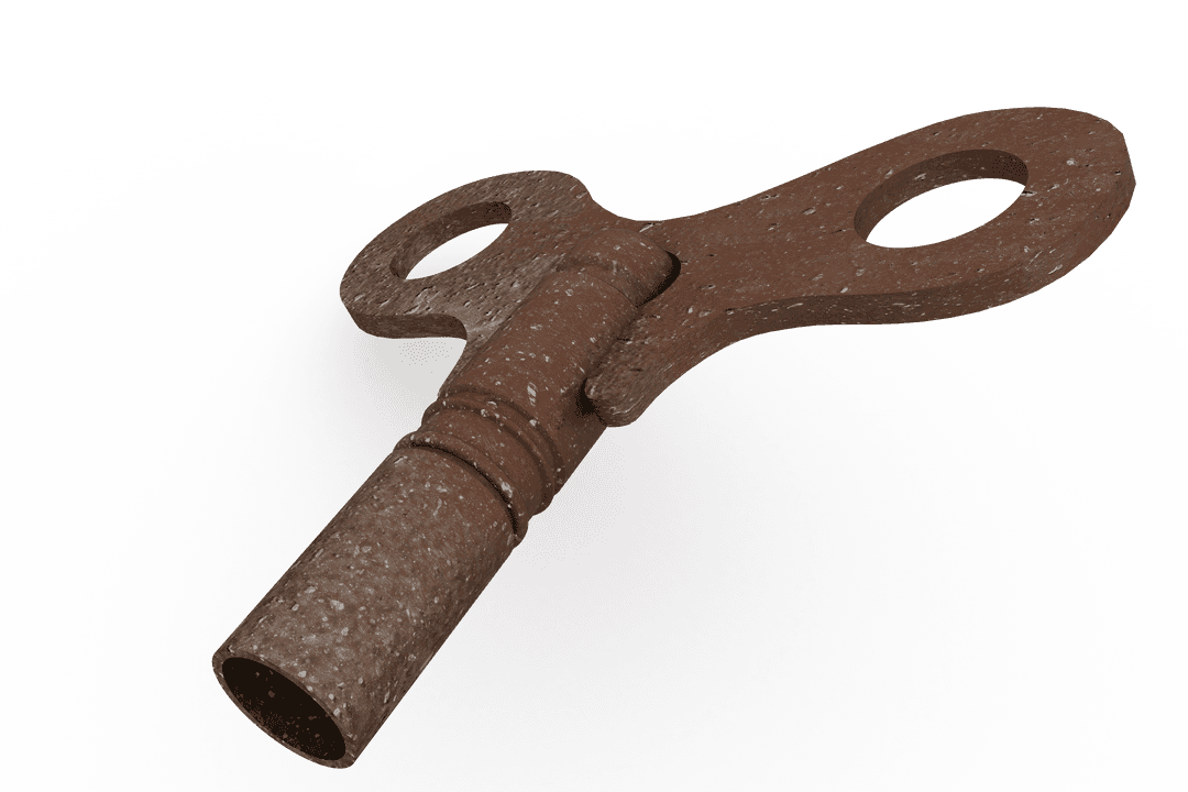 Rustic Brown Clock Key Illustration on Transparent Background