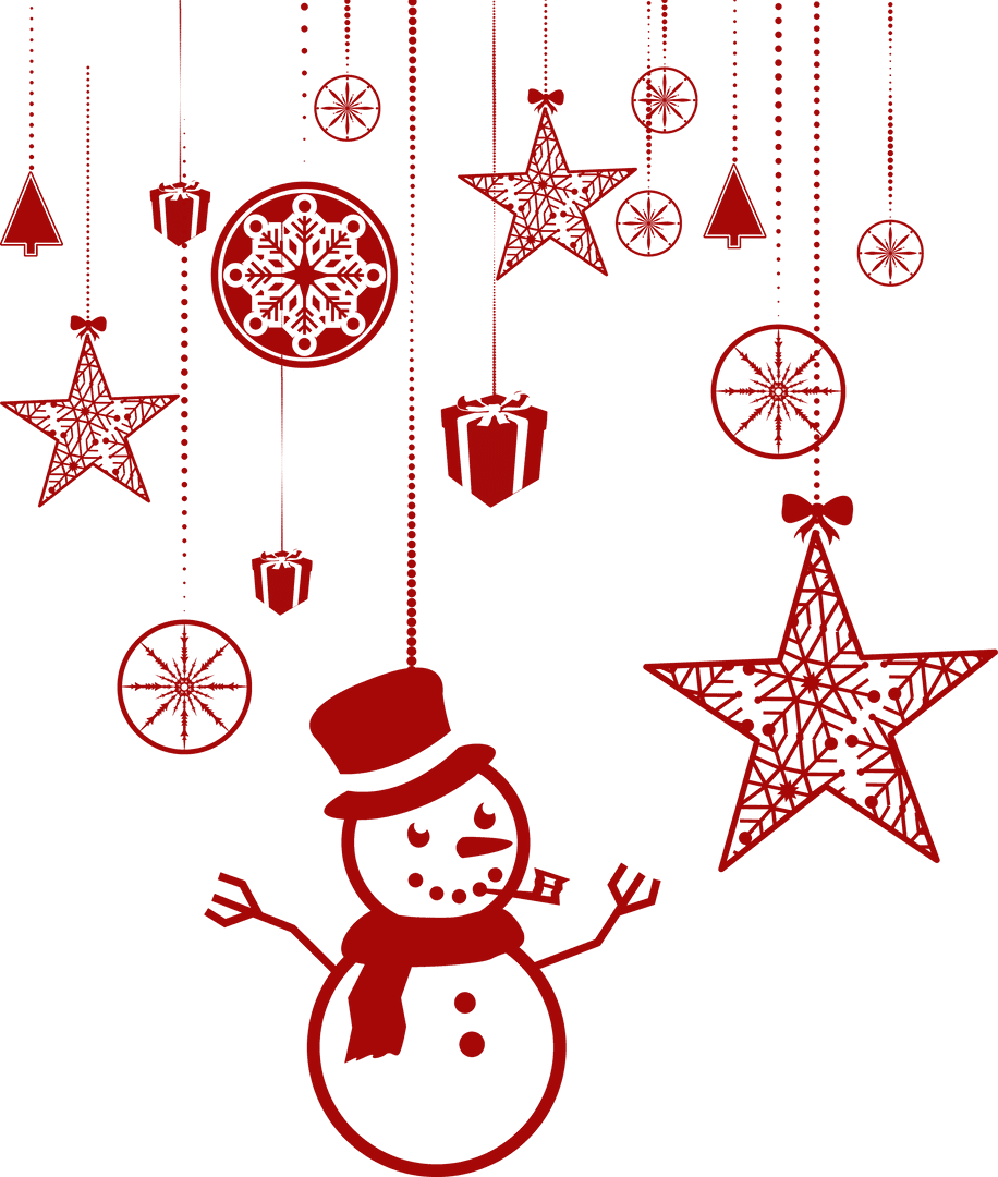 Festive Red Christmas Home Decorations Hanging with Transparency