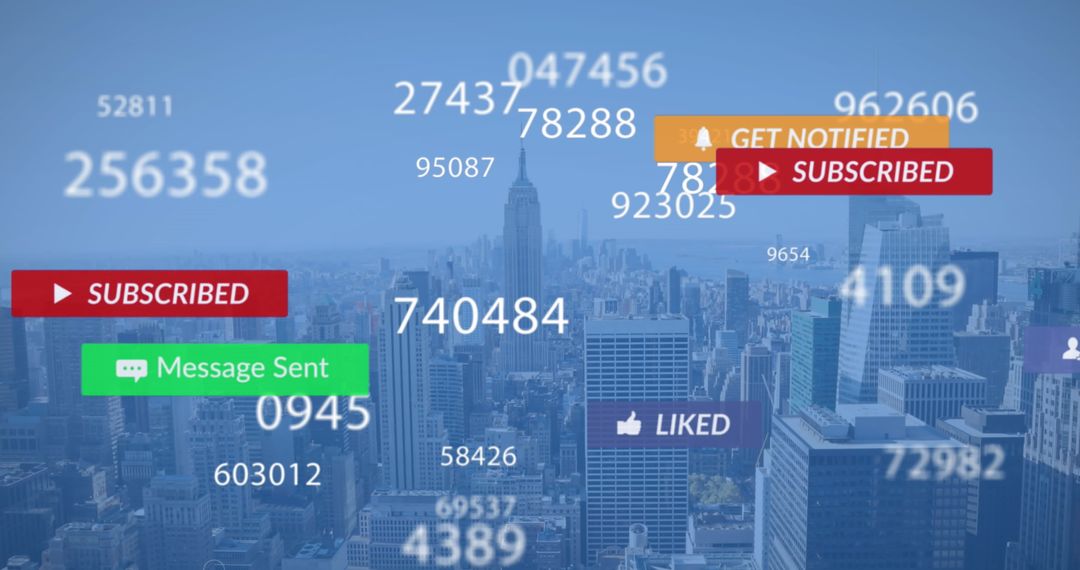Digital Notifications Over Urban Skyline