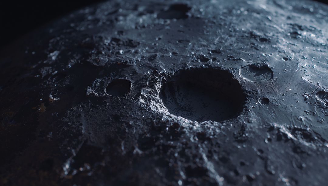 Detailed Moon Surface with Craters in Low Light