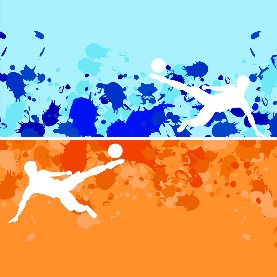 Dynamic Sports Silhouettes on Abstract Stain Background