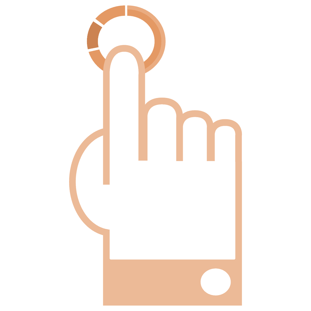 Hand Pressing Button on Transparent Background