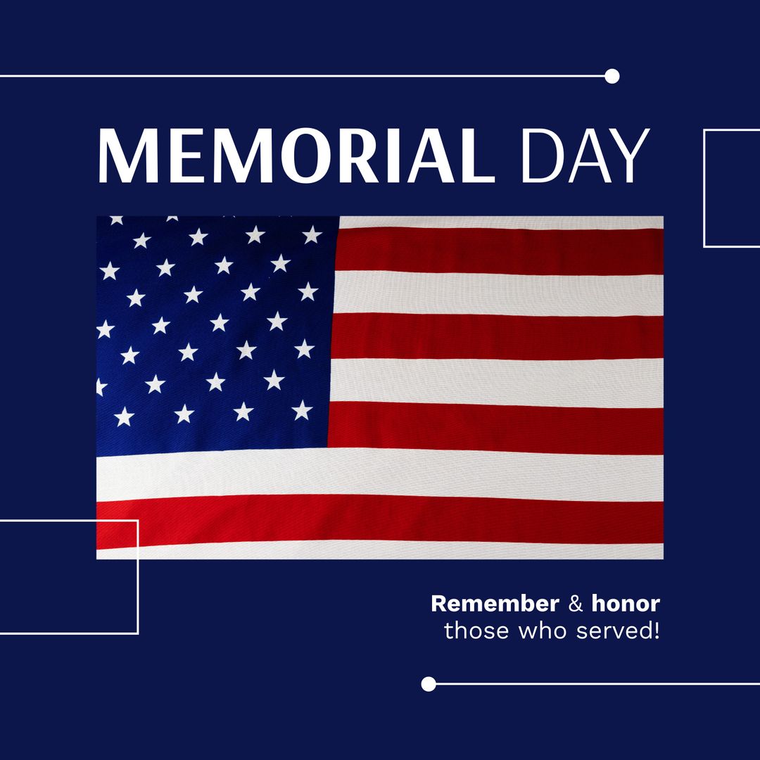 Memorial Day Tribute with USA Flag on Blue Background