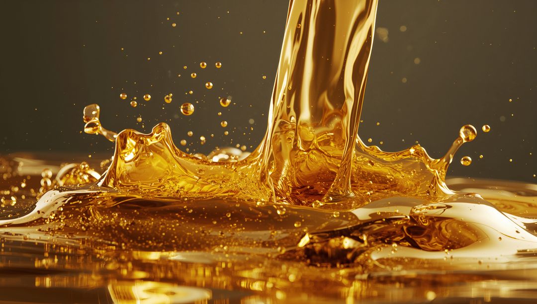 Flowing Golden Liquid with Dynamic Splashes and Intricate Details