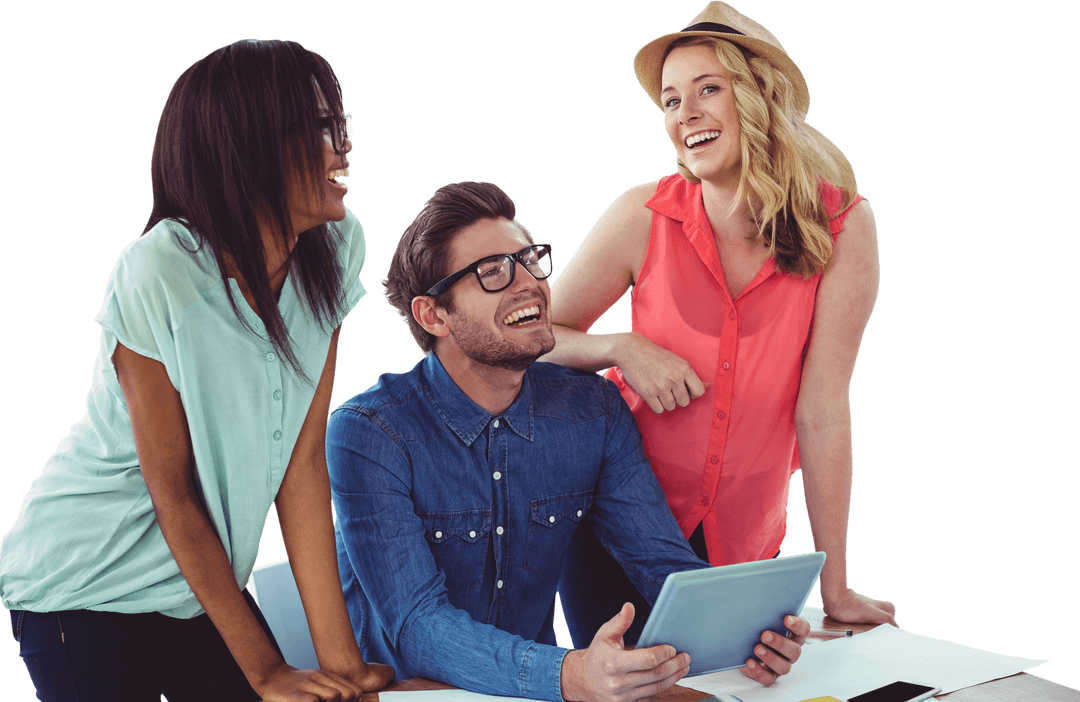 Transparent Friendly Business Team Collaborating in Office