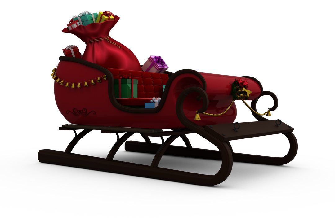 Transparent Christmas Sledge with Gifts float on invisible Background - Download Free Stock Images Pikwizard.com