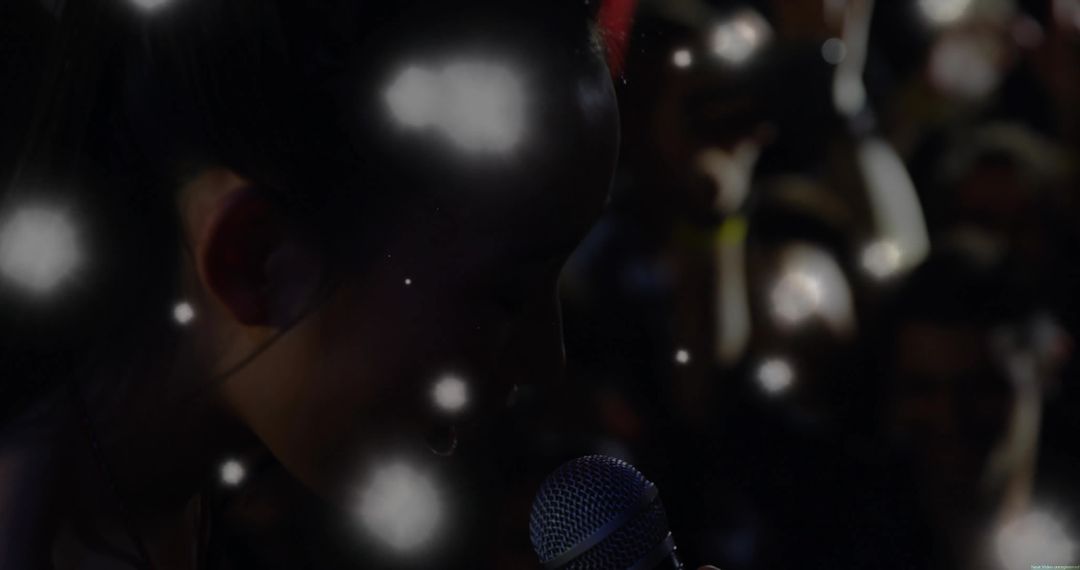 Singer Performing Under Stage Lights with Dynamic Atmosphere