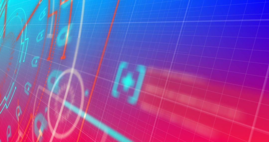 Abstract Digital Interface with Holographic Grid Overlay