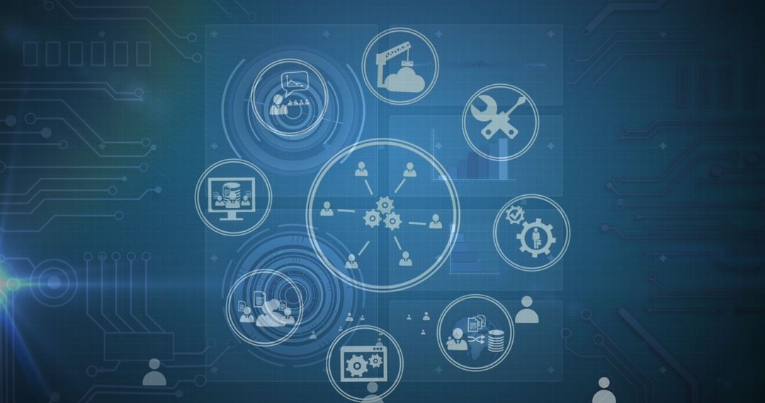 Digital Network Connections and Data Processing on Green Screen