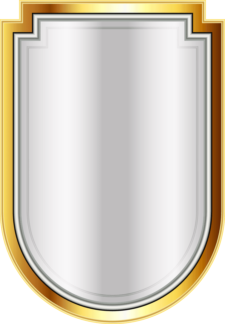 Silver Badge with Gold Trim on Transparent Background