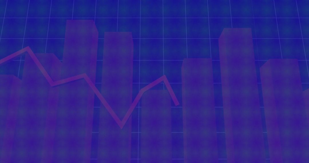 3D Bars and Red Line Graph Overlaid on Blue Grid