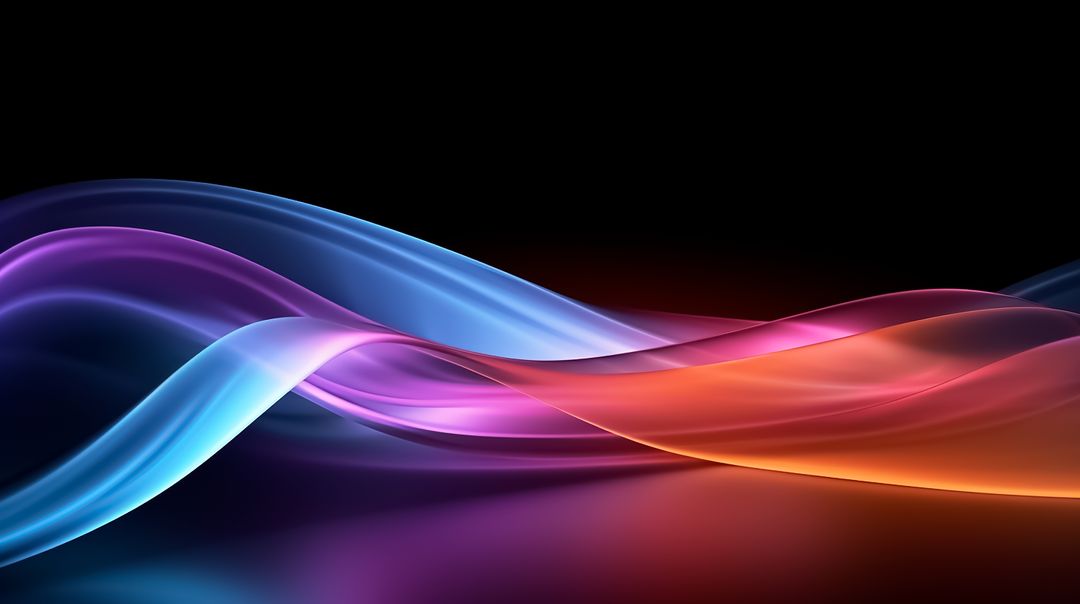 Abstract waves of color blending on black background design