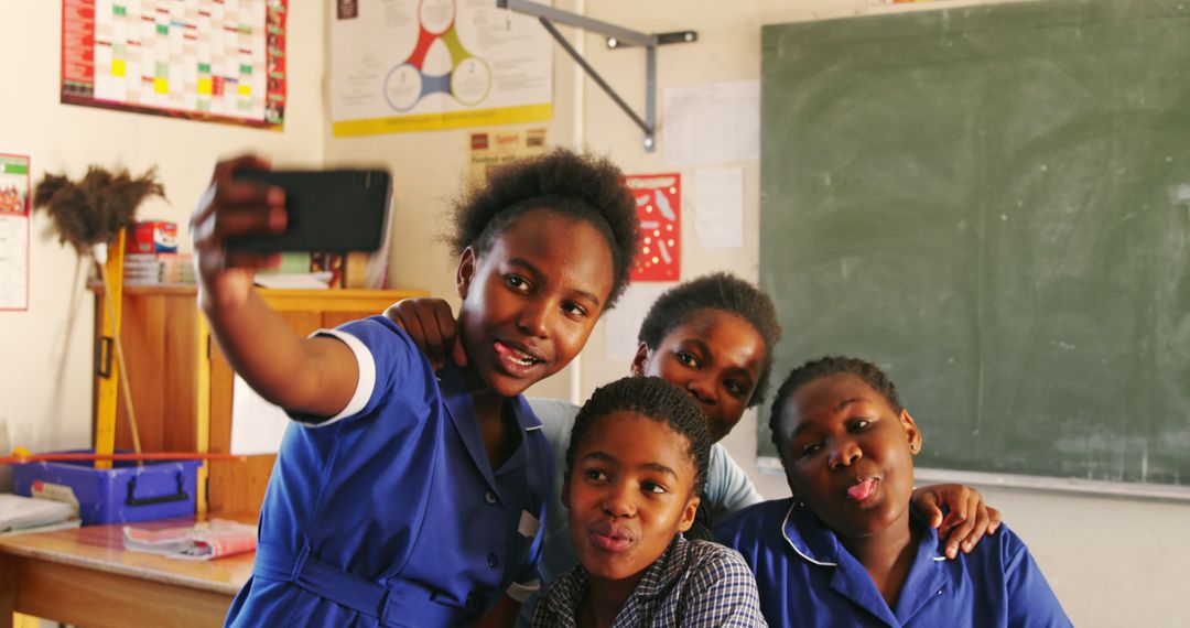Group of African Schoolgirls Taking Selfie in Classroom - Free Images, Stock Photos and Pictures on Pikwizard.com