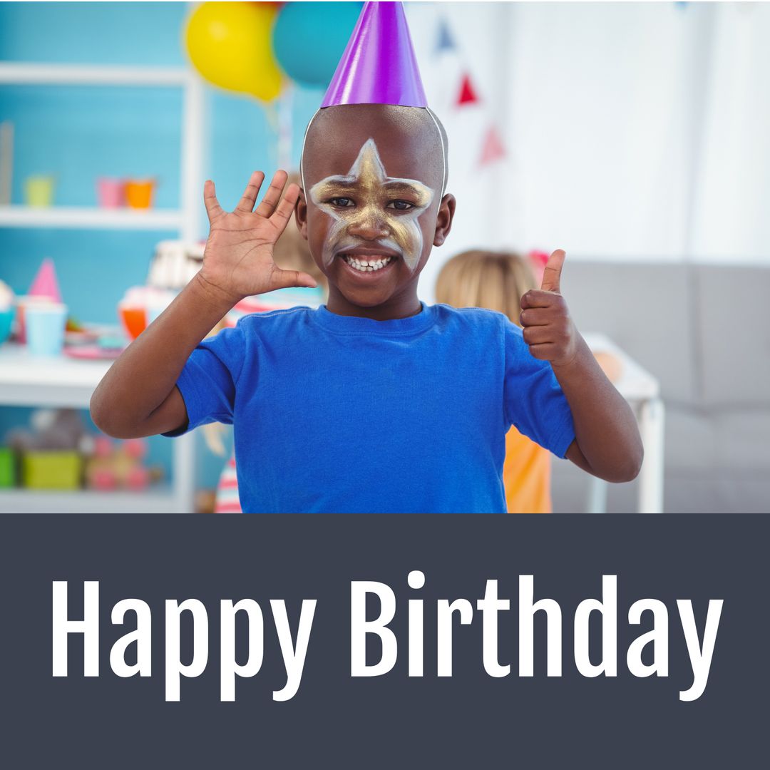 Happy African American Boy Celebrating Birthday with Party Hat from  Pikwizard