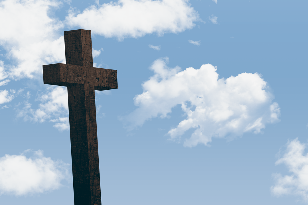 Catholic Cross Digital Illustration on Transparent Background with Blue Sky and Clouds - Download Free Stock Images Pikwizard.com