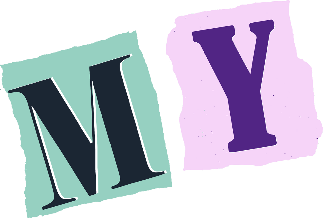 Stylish Collage Typography M and Y on Transparent Background