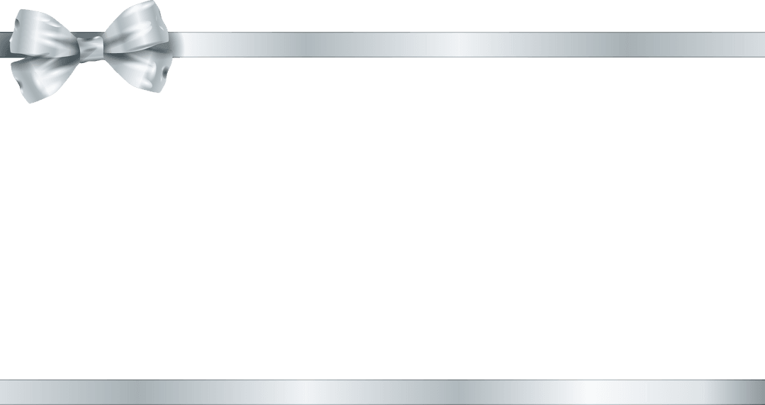 Elegant Silver Ribbon Border with Bow on Transparent Background