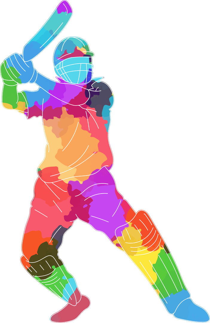 Transparent Background Cricket Batsman in Vibrant Swing Action