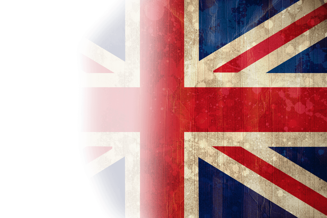 Vintage Union Jack Flag on Transparent Background