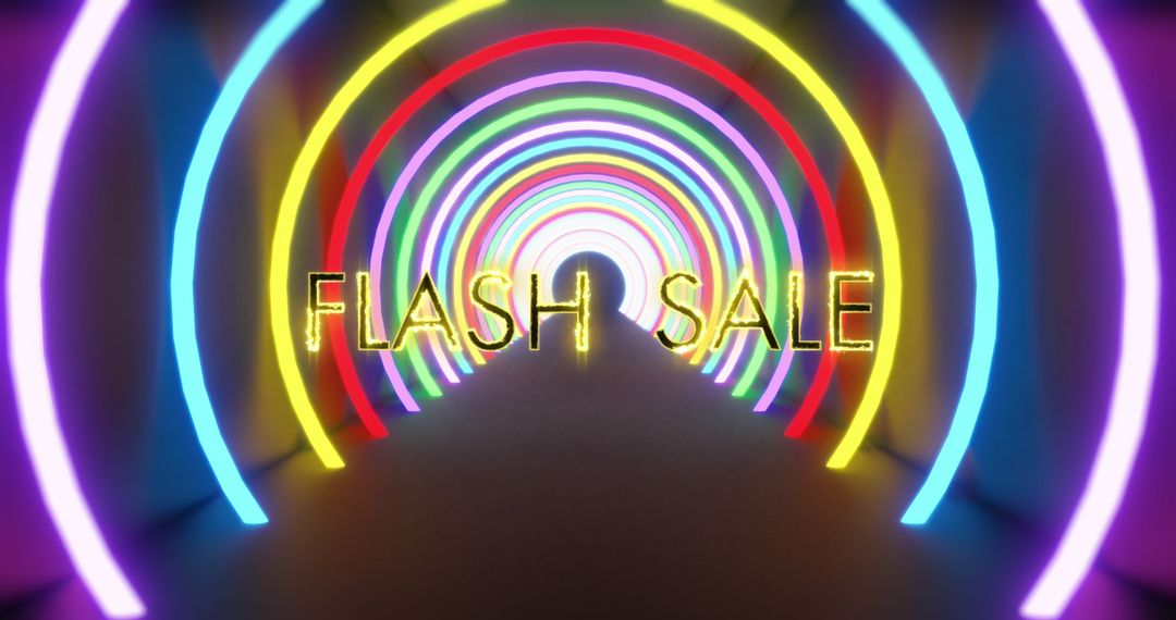 Flash Sale Announcement With Vibrant Neon Circles