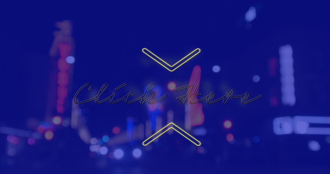 Click Here Text Overlay on Night Cityscape