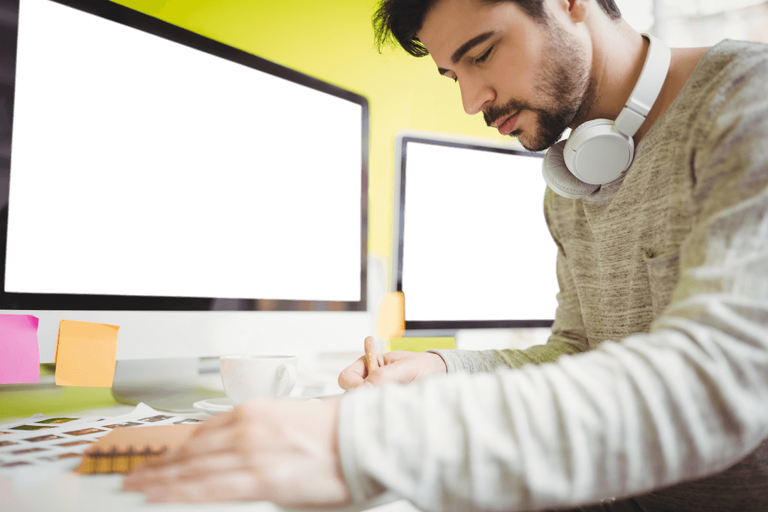 Transparent Office Worker with Customizable Background