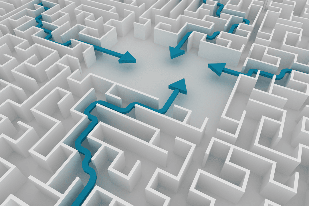 Blue Arrows Directing Path Through Transparent Maze - Download Free Stock Images Pikwizard.com