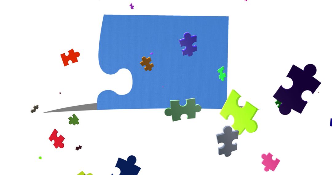Vibrant Floating Puzzle Pieces Symbolizing Creativity