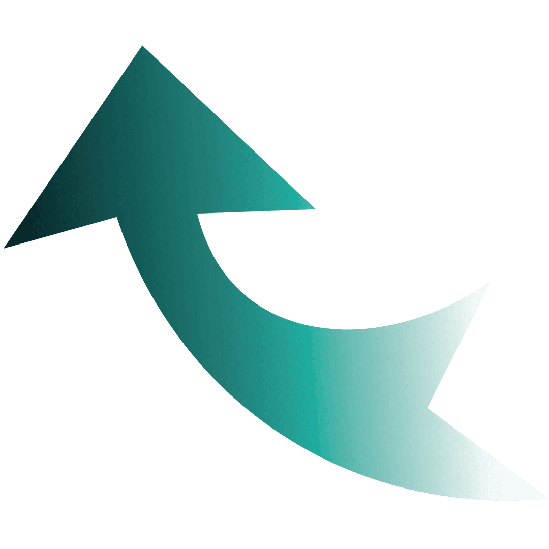 Vector Aquamarine Curved Arrow on Transparent Background