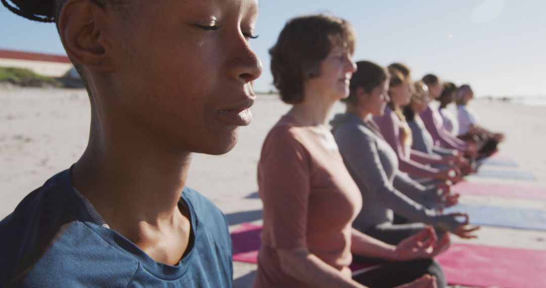 Group Meditation on Beach at Sunrise - Free Images, Stock Photos and Pictures on Pikwizard.com