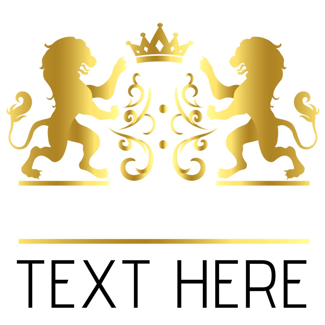 Gold Lion and Crown Logo Template with Text Space