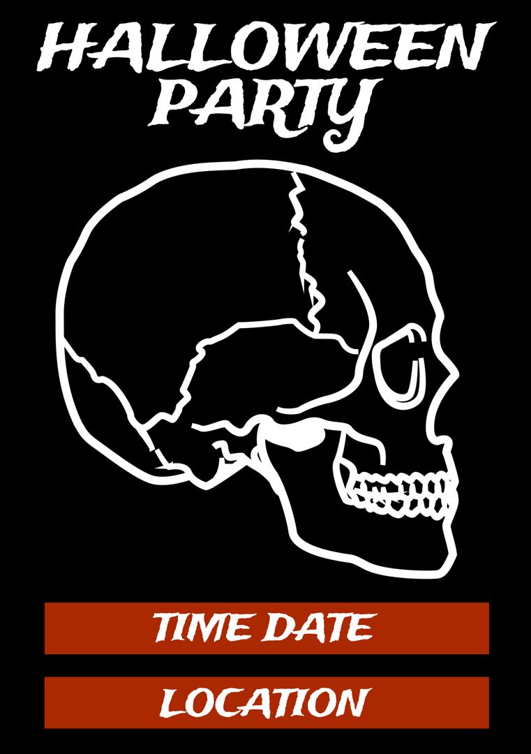 Halloween Party Invitation with White Skull Design