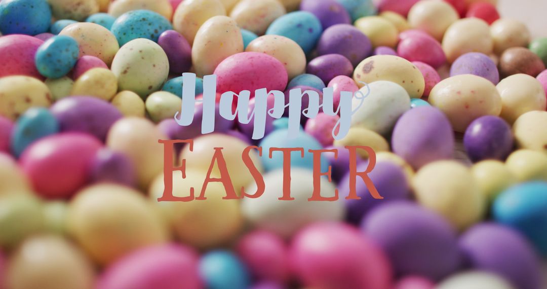 Happy Easter Greeting with Colorful Eggs