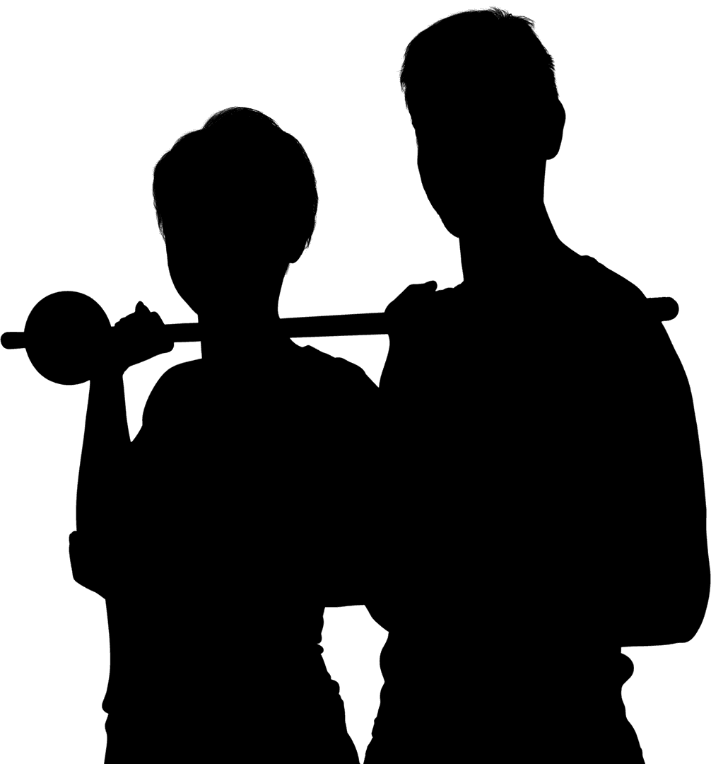 Boy Silhouette Lifting Weights on Transparent Background