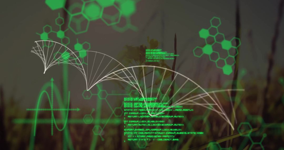 Digital DNA Integration with Nature Over Greenery Background