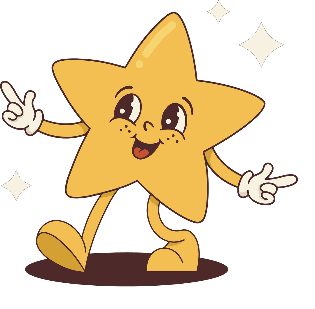Transparent Cartoon Star Character Pointing Playfully