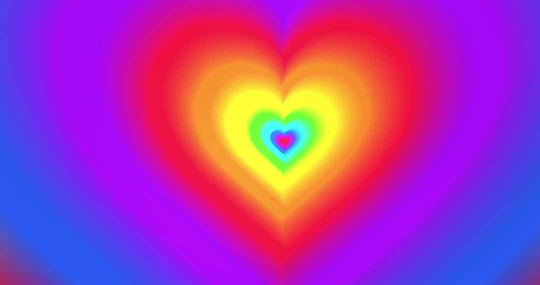 Vibrant Rainbow Heart Tunnel Abstract Art