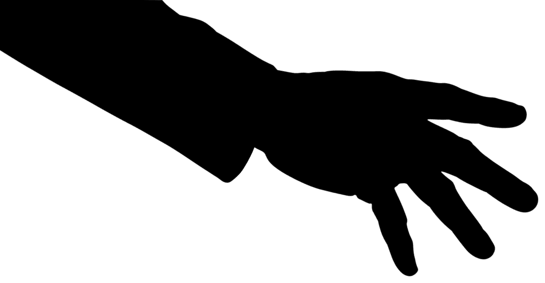 Silhouette of Overstretched Hand on Transparent Background Vector