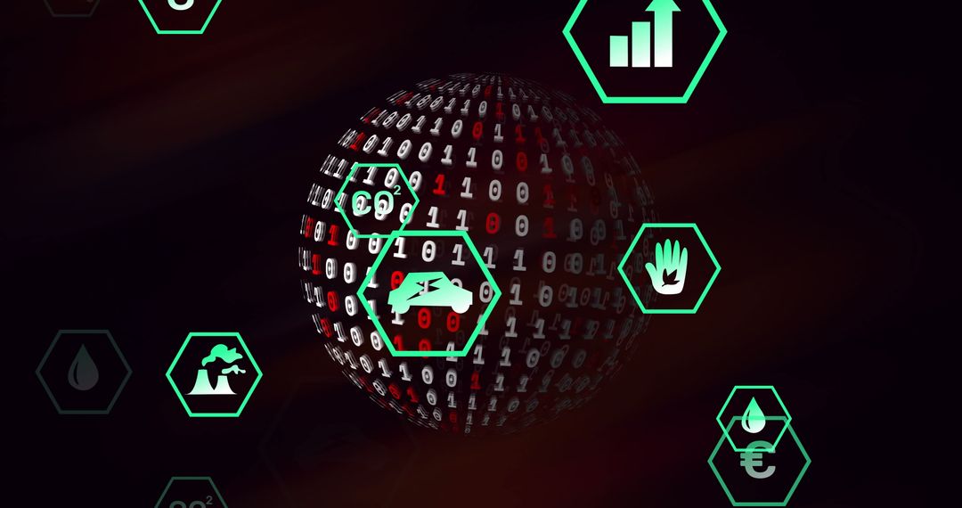 Eco and Tech Binary World Globe Illustration