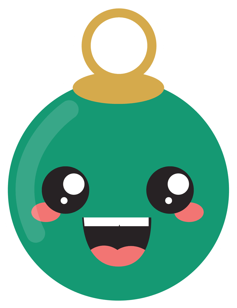 Cute Smiling Christmas Bauble on Transparent Background
