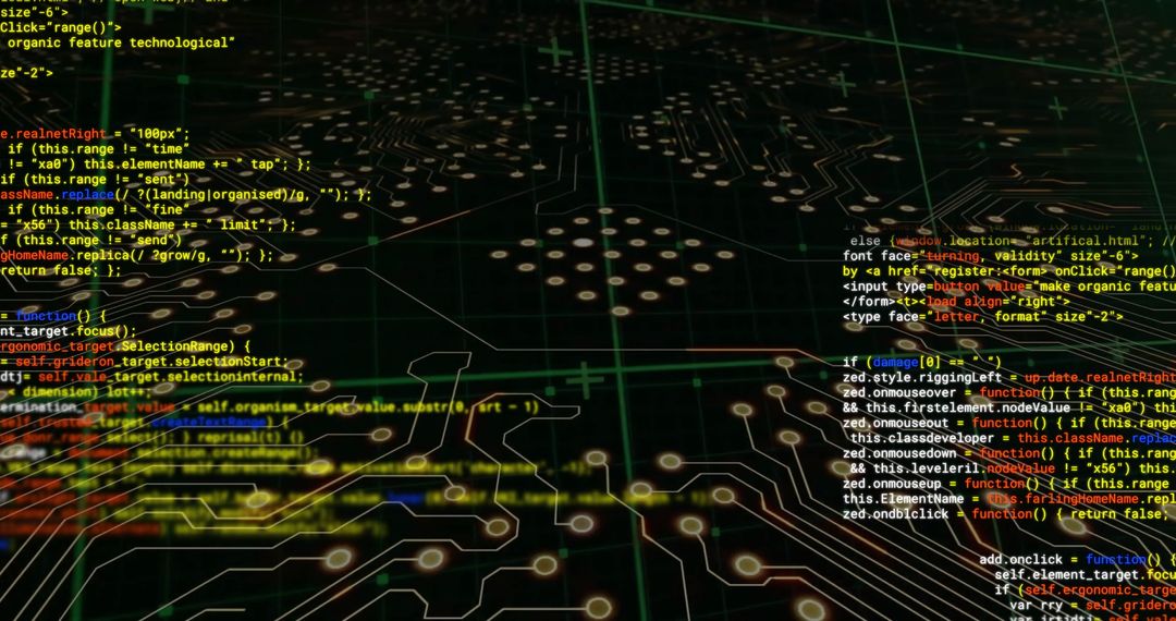 Colorful Data Processing on Circuit Board Background