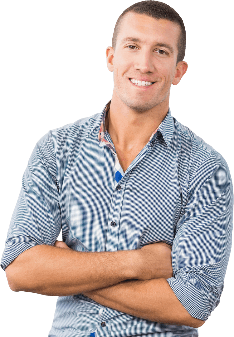 Transparent Smiling Businessman with Arms Crossed