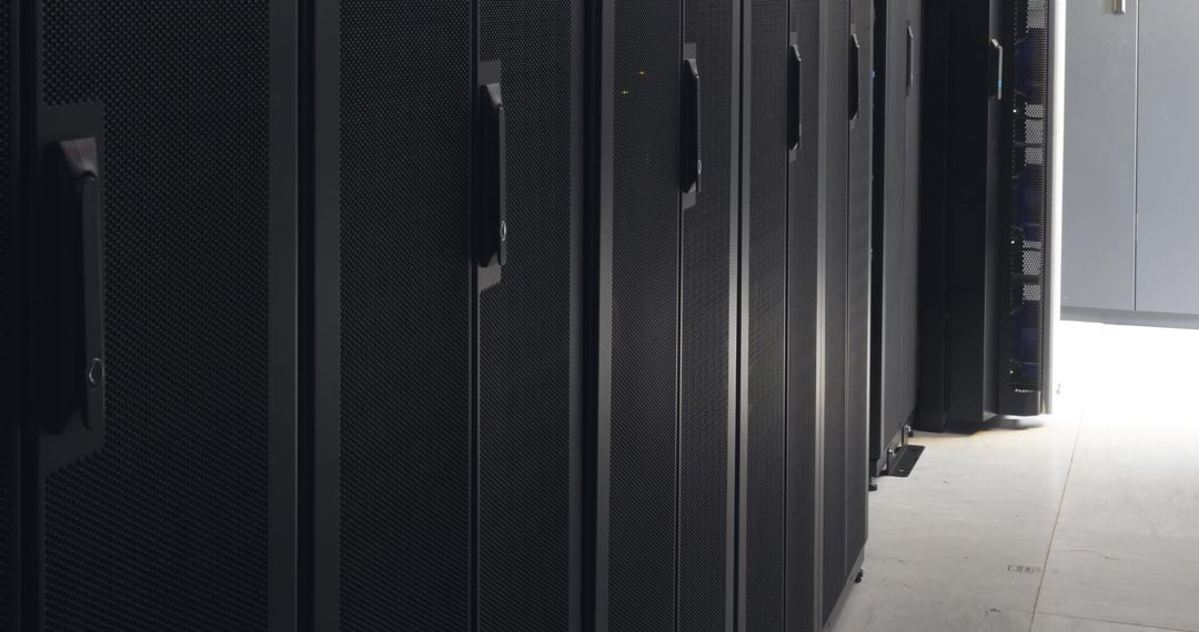 Modern data center empty corridor with server racks
