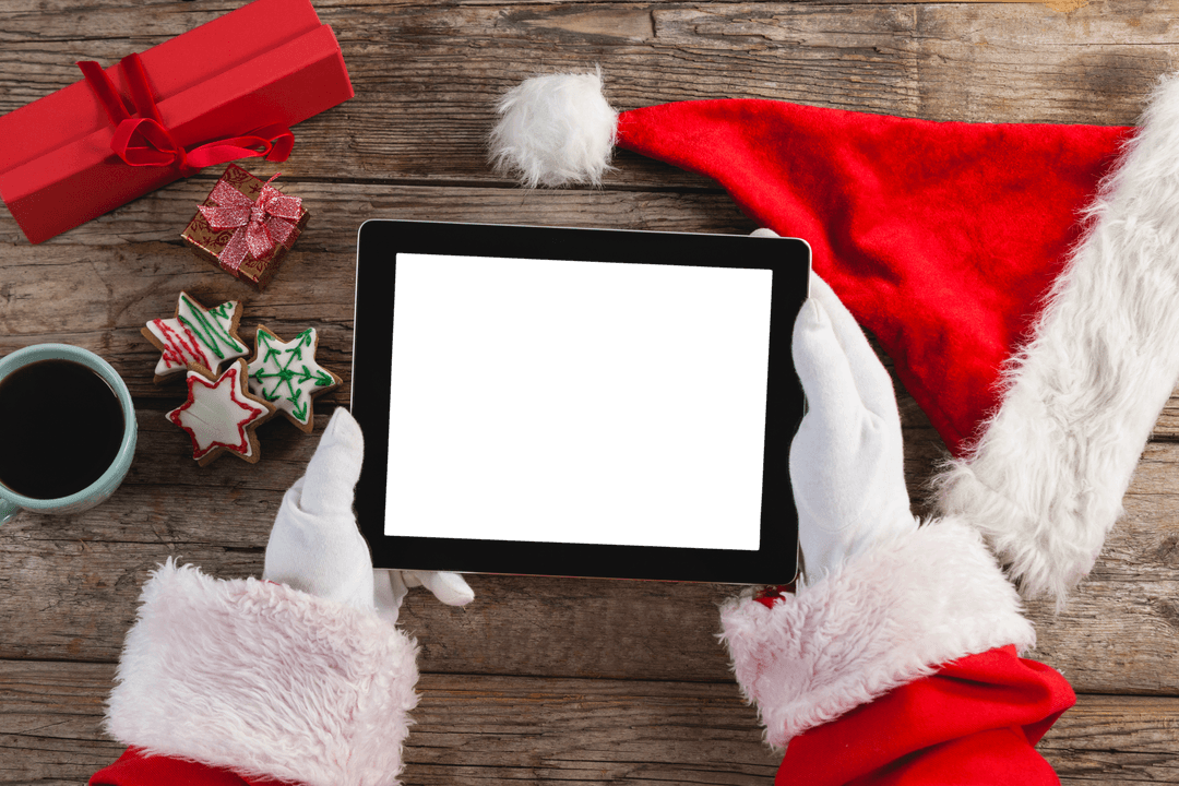 Transparent Digital Technology with Christmas Theme from Santa